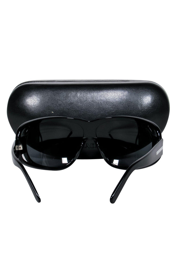 Current Boutique-Prada - Black Rectangle Sunglasses w/ Cutouts