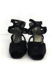 Current Boutique-Prada - Black Strappy Cut Out Toe Heels Sz 7.5