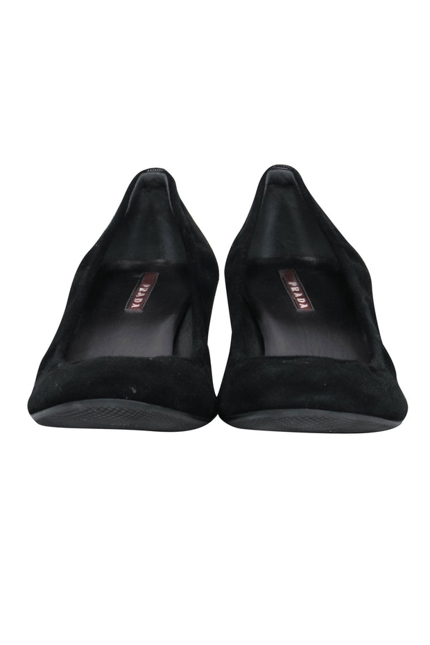 Current Boutique-Prada - Black Suede Kitten Heels Sz 8