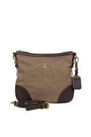 Current Boutique-Prada - Brown Canvas & Leather Crossbody w/ Logo