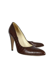 Current Boutique-Prada - Brown Embossed Pointed Pumps Sz 7.5