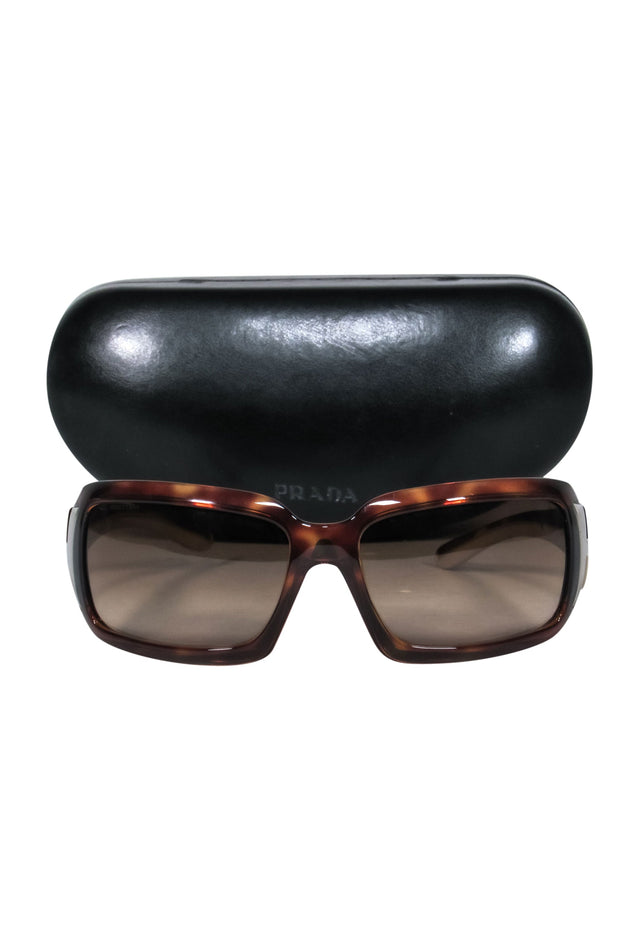 Current Boutique-Prada - Brown Tortoise Shell Square Oversized Sunglasses