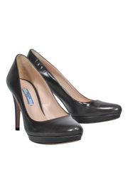 Current Boutique-Prada - Dark Gunmetal Gray Patent Leather Pumps Sz 7