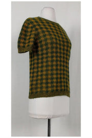 Current Boutique-Prada - Green & Mustard Plaid Knit Top Sz 4