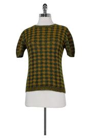 Current Boutique-Prada - Green & Mustard Plaid Knit Top Sz 4