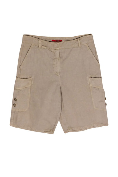 Current Boutique-Prada - Khaki Cotton Blend Cargo-Style Shorts Sz 4