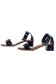 Current Boutique-Prada - Navy Patent Leather Smooth Anklestrap Sandals Sz 8