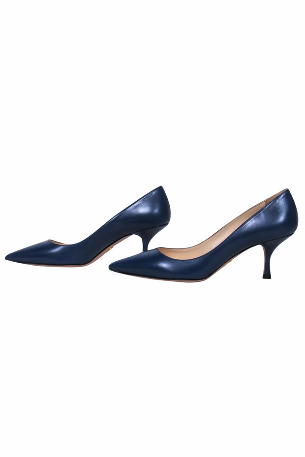 Current Boutique-Prada - Navy Pointy Toe "Donna" Kitten Heel Pump Sz 6.5