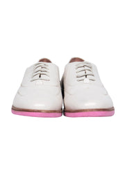 Current Boutique-Pretty Ballerinas - Cream Lace-Up Oxfords w/ Pink Sole Sz 6