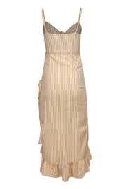 Current Boutique-Privacy Please - Yellow & White Sparkly Striped Sleeveless Midi Dress w/ Cutout Sz S