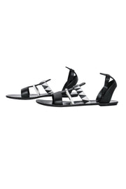 Current Boutique-Proenza Schouler - Black & White Geometric Woven Strappy Sandals Sz 9