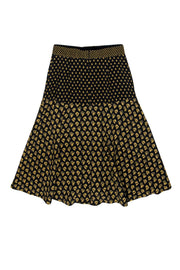 Current Boutique-Proenza Schouler - Black & Yellow Floral & Polka Dot Flared Skirt Sz 4