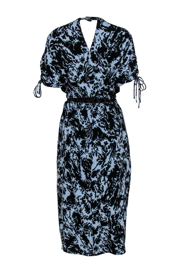 Current Boutique-Proenza Schouler - Blue & Black Printed Midi Dress w/ Cutout Sz 6