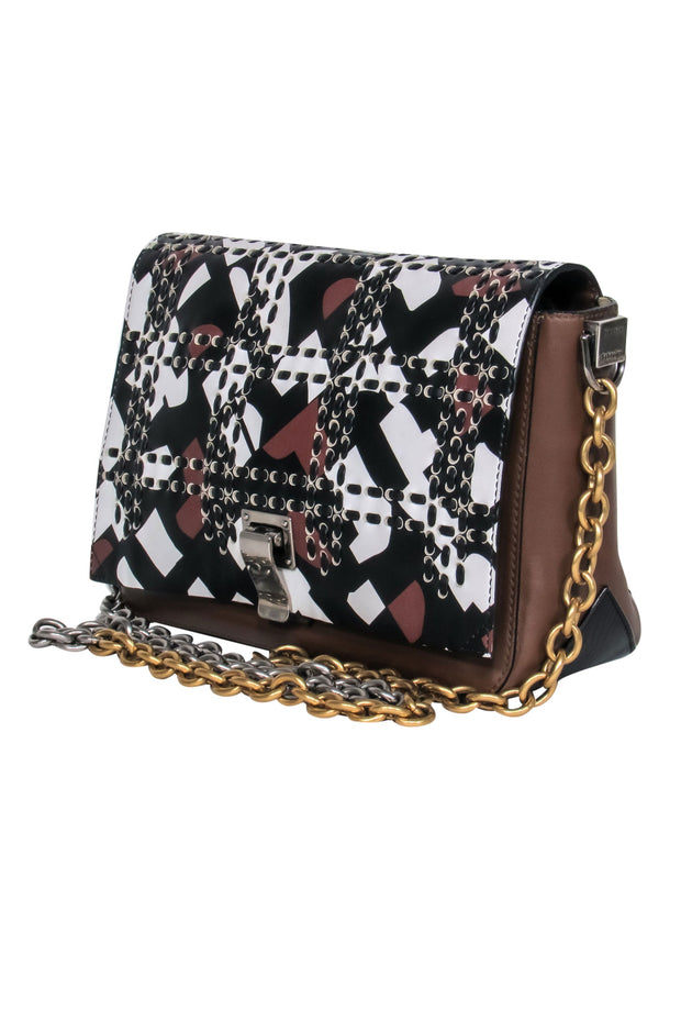 Current Boutique-Proenza Schouler - Brown, Black & White Crossbody Bag w/ Mixed Metal Chain Strap