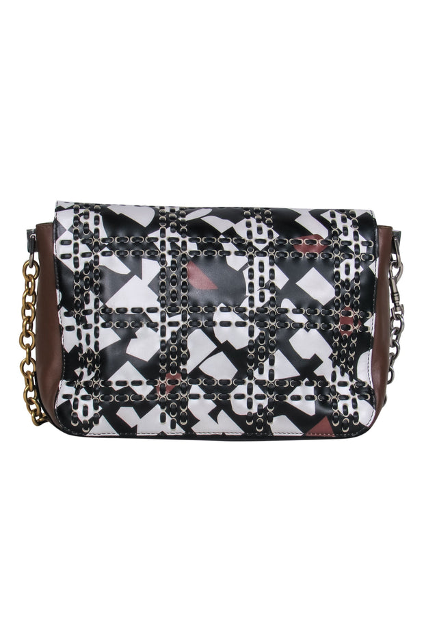 Current Boutique-Proenza Schouler - Brown, Black & White Crossbody Bag w/ Mixed Metal Chain Strap