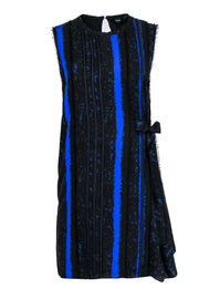 Current Boutique-Proenza Schouler - Cobalt and Black Sleeveless Side Tie Shift Dress Sz 10