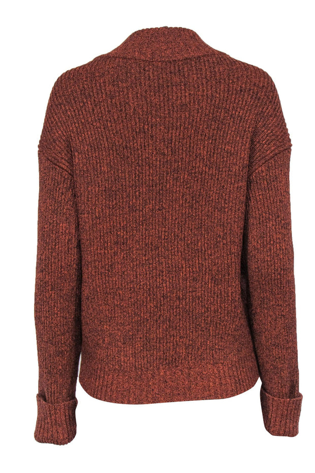 Current Boutique-Proenza Schouler - Rust & Black Knit Pullover Wool Sweater w/ Cut Outs Sz L