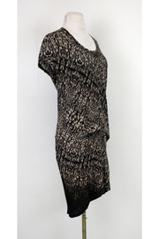 Current Boutique-Pure DKNY - Black & Tan Printed Dress Sz P