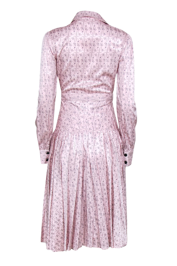 Current Boutique-Rachel Antonoff - Pink Waiter Print Long Sleeve Button Front Dress Sz 4