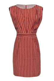 Current Boutique-Rachel Comey - Brown Striped & Floral Print Sheath Dress Sz 8