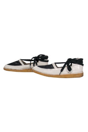 Current Boutique-Rachel Comey - Cream & Black Wrap Espadrilles w/ Mesh Design Sz 8