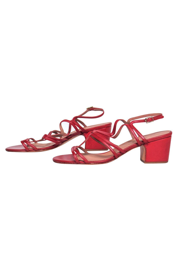 Current Boutique-Rachel Comey - Red Strappy Block Heel Pumps Sz 11