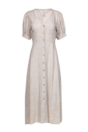 Current Boutique-Rachel Pally - Beige Puff Sleeve Button-Up “Piper” Maxi Dress Sz L