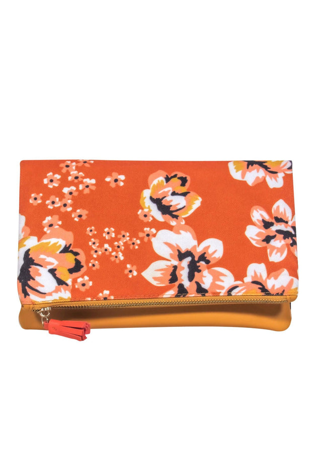 Current Boutique-Rachel Pally - Orange & Yellow Canvas & Leather Floral Print Clutch