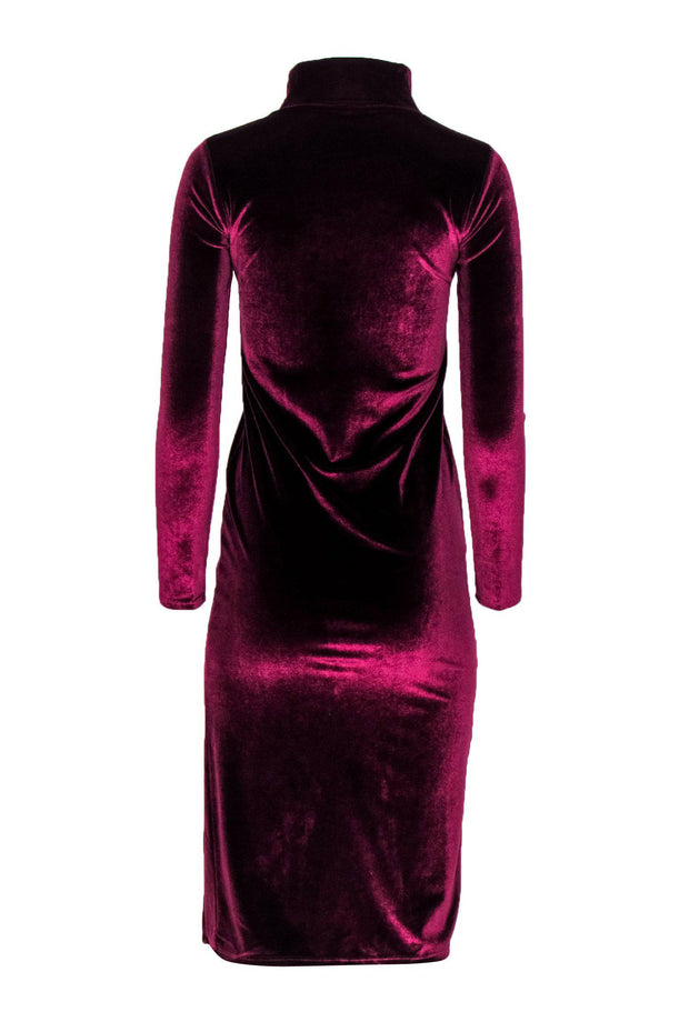 Current Boutique-Rachel Pally - Wine Purple Velvet Mock Neck Midi Dress Sz M