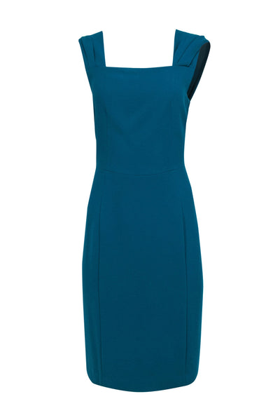 Current Boutique-Rachel Roy - Teal Draped Back Crepe Sheath Dress Sz 12