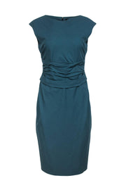 Current Boutique-Rachel Roy - Teal Wool Blend Ruched Waist Sheath Dress Sz 6