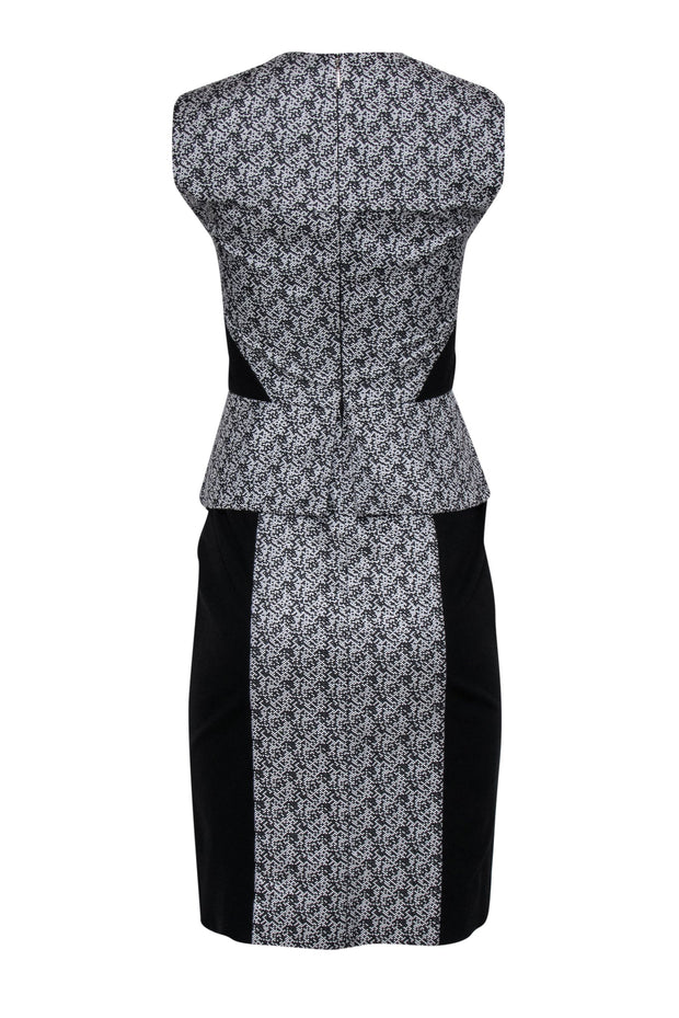 Current Boutique-Rachel Roy - White & Black Print Sheath Dress w/ Black Paneling Sz 2