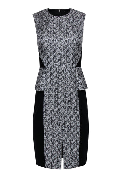 Current Boutique-Rachel Roy - White & Black Print Sheath Dress w/ Black Paneling Sz 2