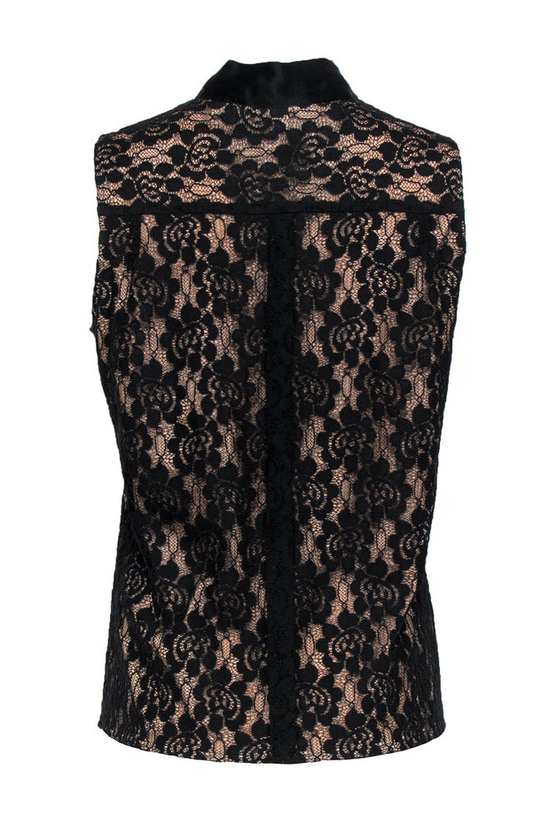 Current Boutique-Rachel Zoe - Black Lace Tie Neck Sleeveless Blouse Sz 12