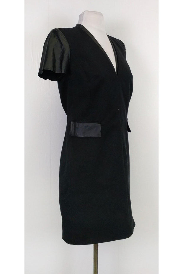 Current Boutique-Rachel Zoe - Black Leather Trim Dress Sz 2