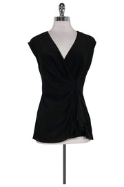 Current Boutique-Rachel Zoe - Black Silk Gathered Top Sz 2