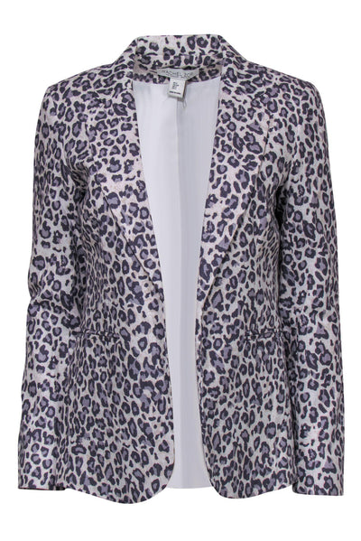 Current Boutique-Rachel Zoe - Cream & Lavender Leopard Print Open Front Blazer Sz S