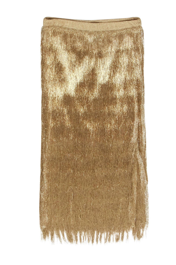 Current Boutique-Rachel Zoe - Gold Fringe Midi Skirt Sz S