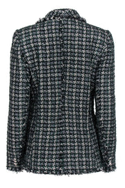 Current Boutique-Rachel Zoe - Green, Black & White Metallic Tweed Buttoned Blazer Sz S