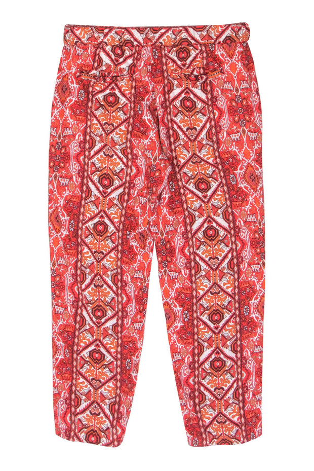 Current Boutique-Rachel Zoe - Orange, White & Light Blue Bohemian Print Linen Pants Sz M