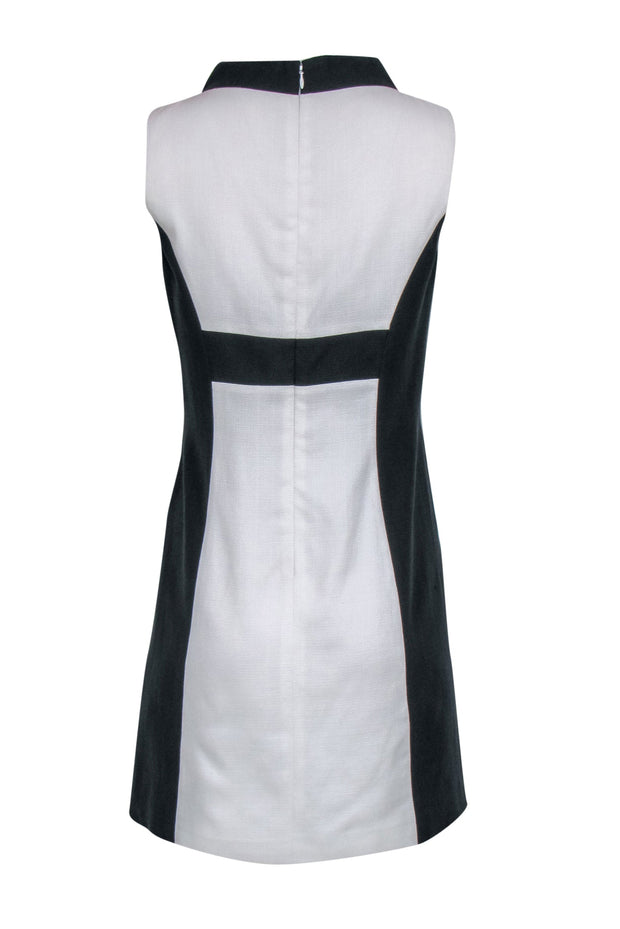 Current Boutique-Rachel Zoe - White Shift Dress w/ Black Side Panels & Mock Neck Sz 6