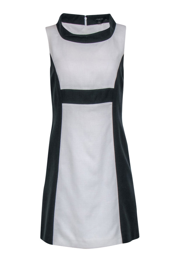 Current Boutique-Rachel Zoe - White Shift Dress w/ Black Side Panels & Mock Neck Sz 6