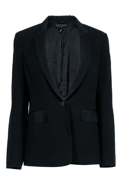 Current Boutique-Rag & Bone - Black Faux Pocket Front Tailored Blazer Sz 6