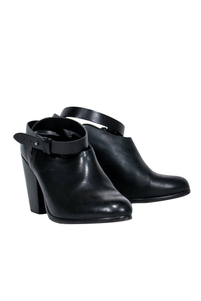 Current Boutique-Rag & Bone - Black Leather Ankle Wrap Shooties Sz 7.5