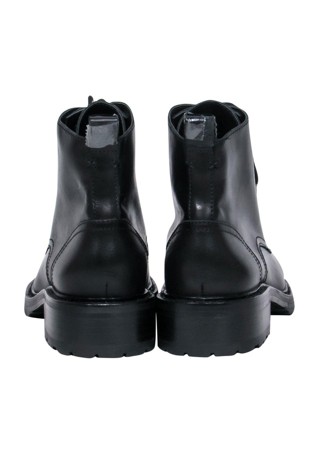 Current Boutique-Rag & Bone - Black Leather Lace-Up & Zippered Combat-Style "Cannon" Booties Sz 9