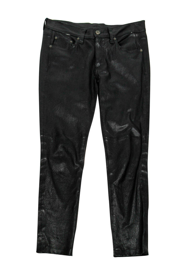 Current Boutique-Rag & Bone - Black Leather Skinny Pants Sz 27