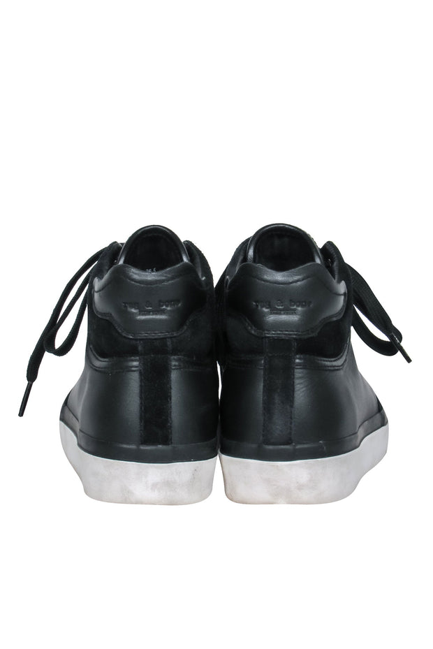 Current Boutique-Rag & Bone - Black Leather & Suede High Top Platform Sneakers Sz 6.5