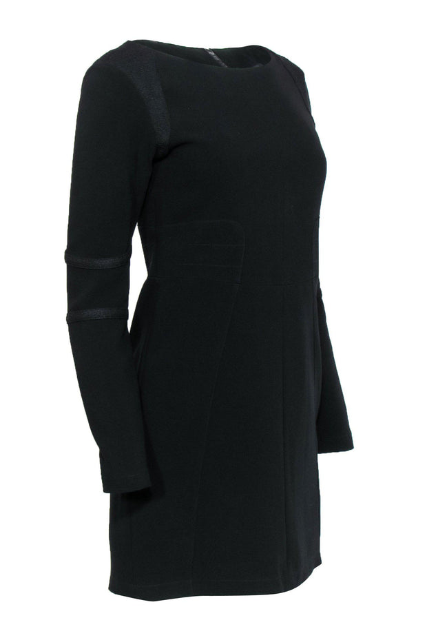 Current Boutique-Rag & Bone - Black Long Sleeve Sheath Dress w/ Textured Trim Sz 4