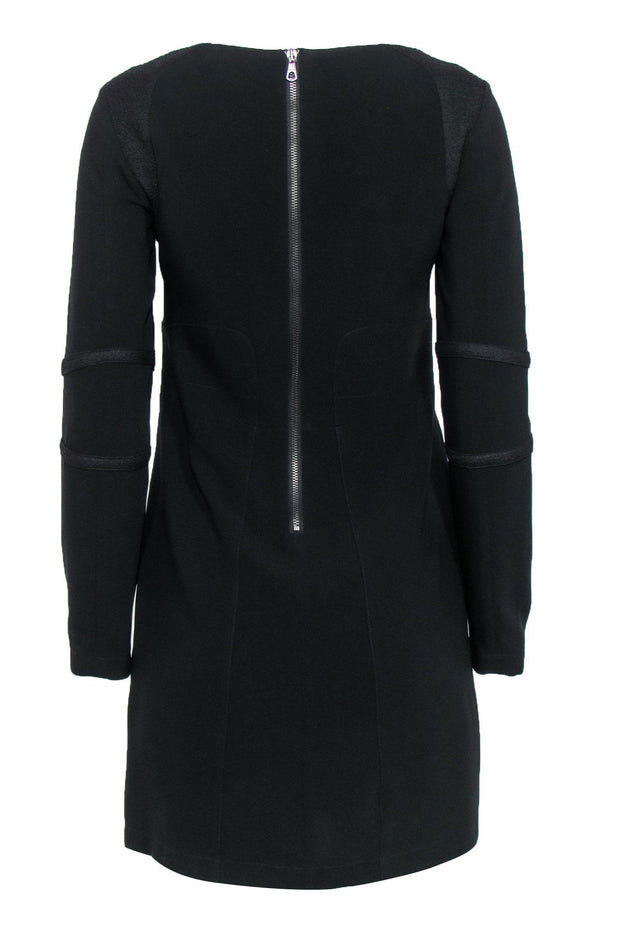 Current Boutique-Rag & Bone - Black Long Sleeve Sheath Dress w/ Textured Trim Sz 4