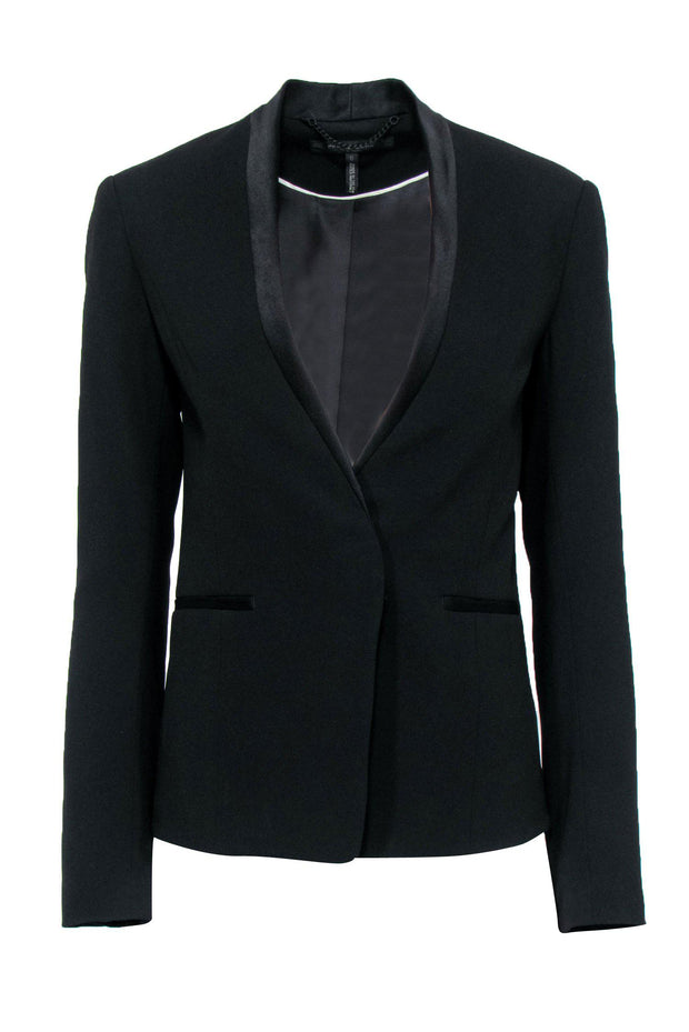 Current Boutique-Rag & Bone - Black Satin Trim Fitted Blazer Sz 0